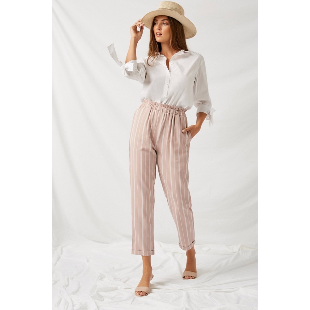 Elastic Paperbag waist cropped pant
